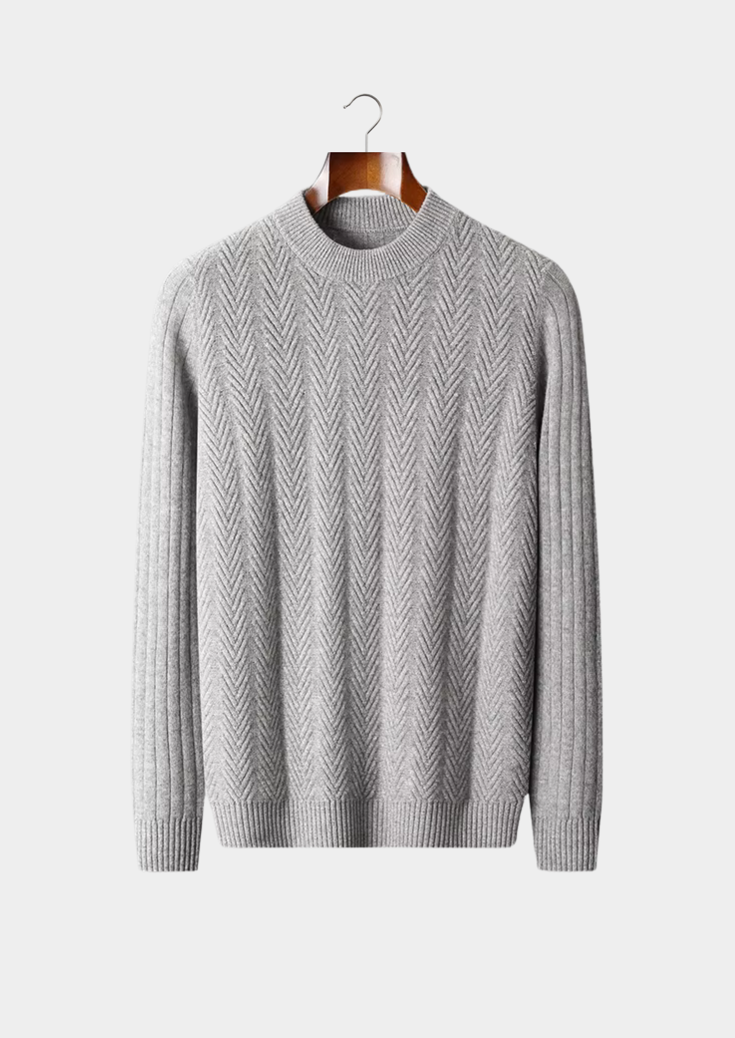 Pure Extra-Fine Merino Wool Herringbone Crewneck | Vallentty