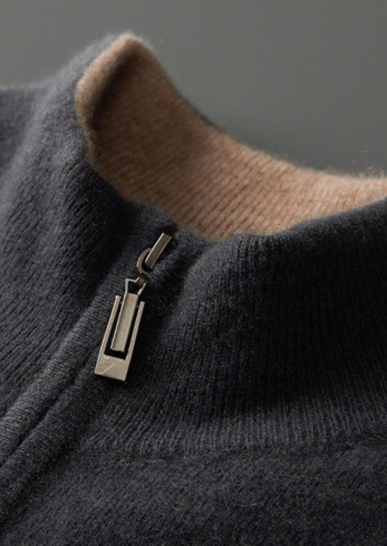 Pure Cashmere Dark Gray Dual Zip Cardigan | Vallentty