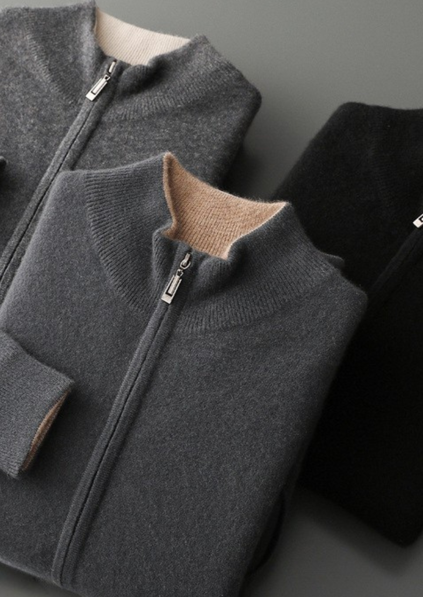 Pure Cashmere Black Dual Zip Cardigan | Vallentty