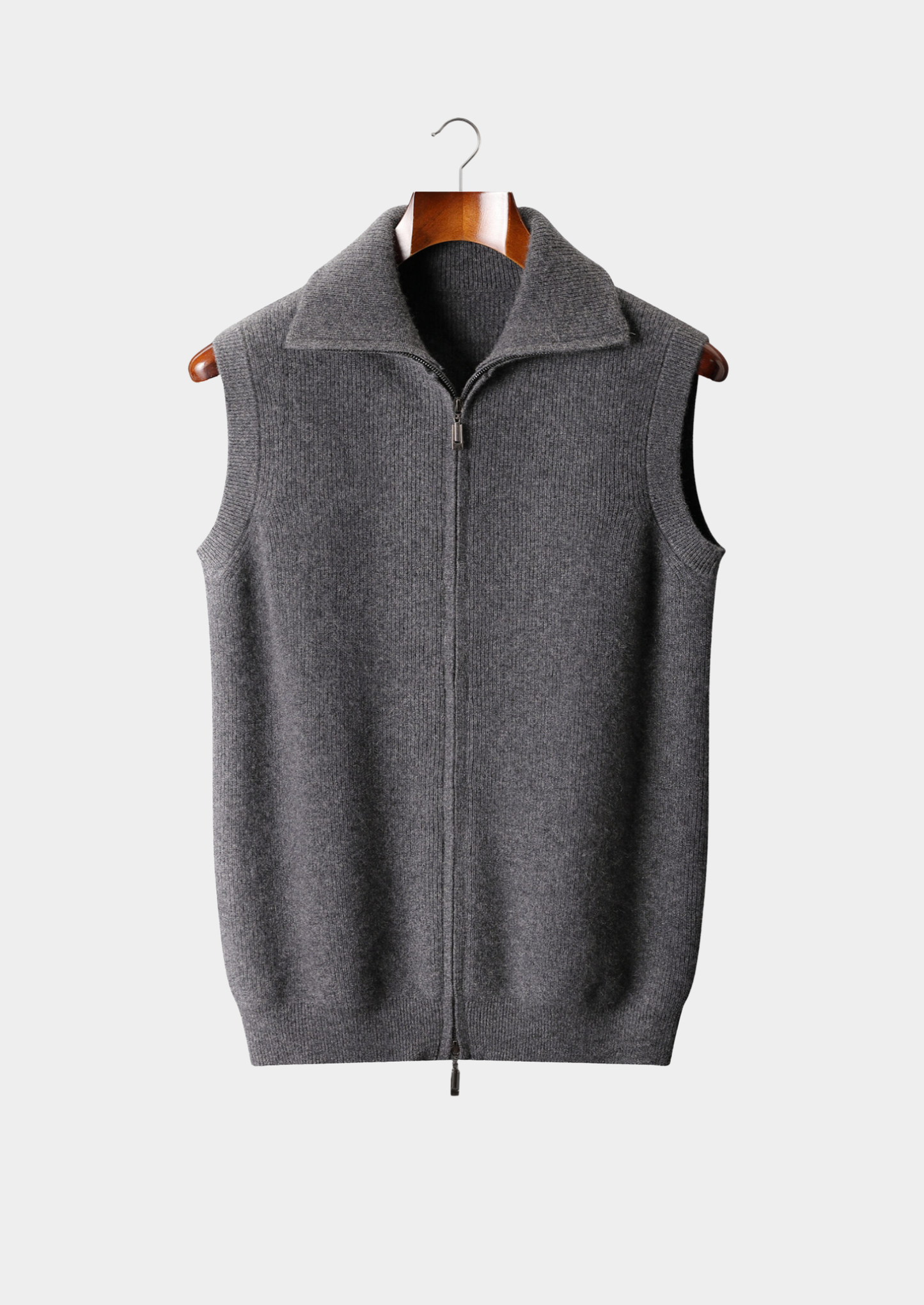 Pure Cashmere Dark Gray Body Warmer Vest | Vallentty