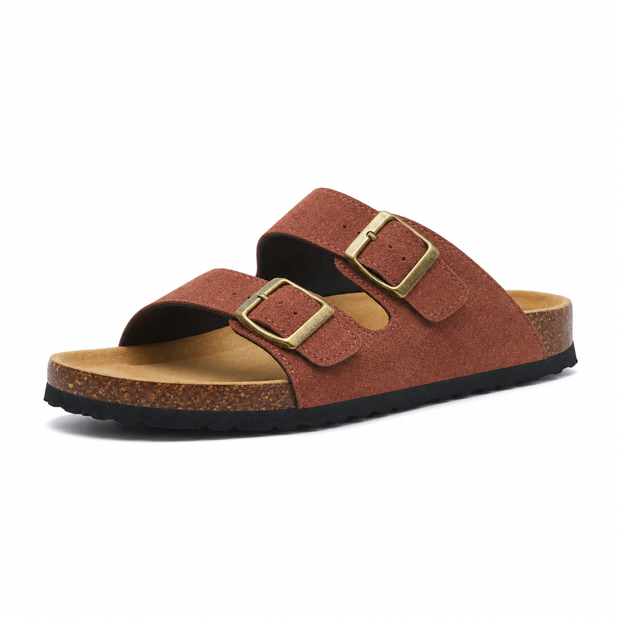 Maibulun Suede Arizona Sandals - Chestnut | Vallentty