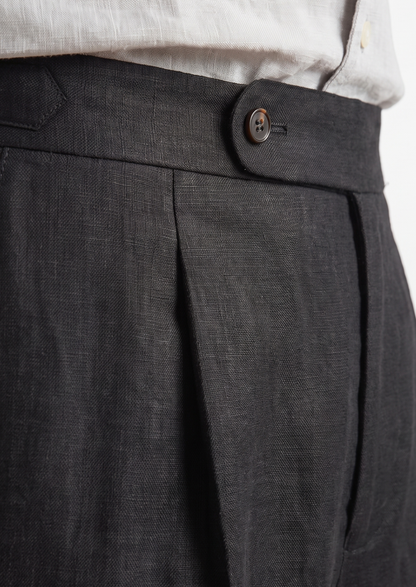 Tuscany Pleated Coastal Trousers - Black | Vallentty
