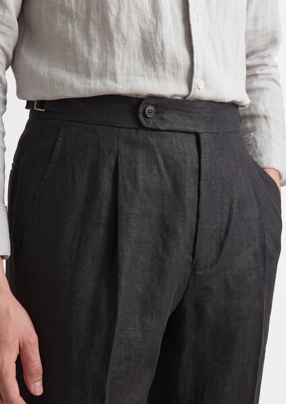 Tuscany Pleated Coastal Trousers - Black | Vallentty