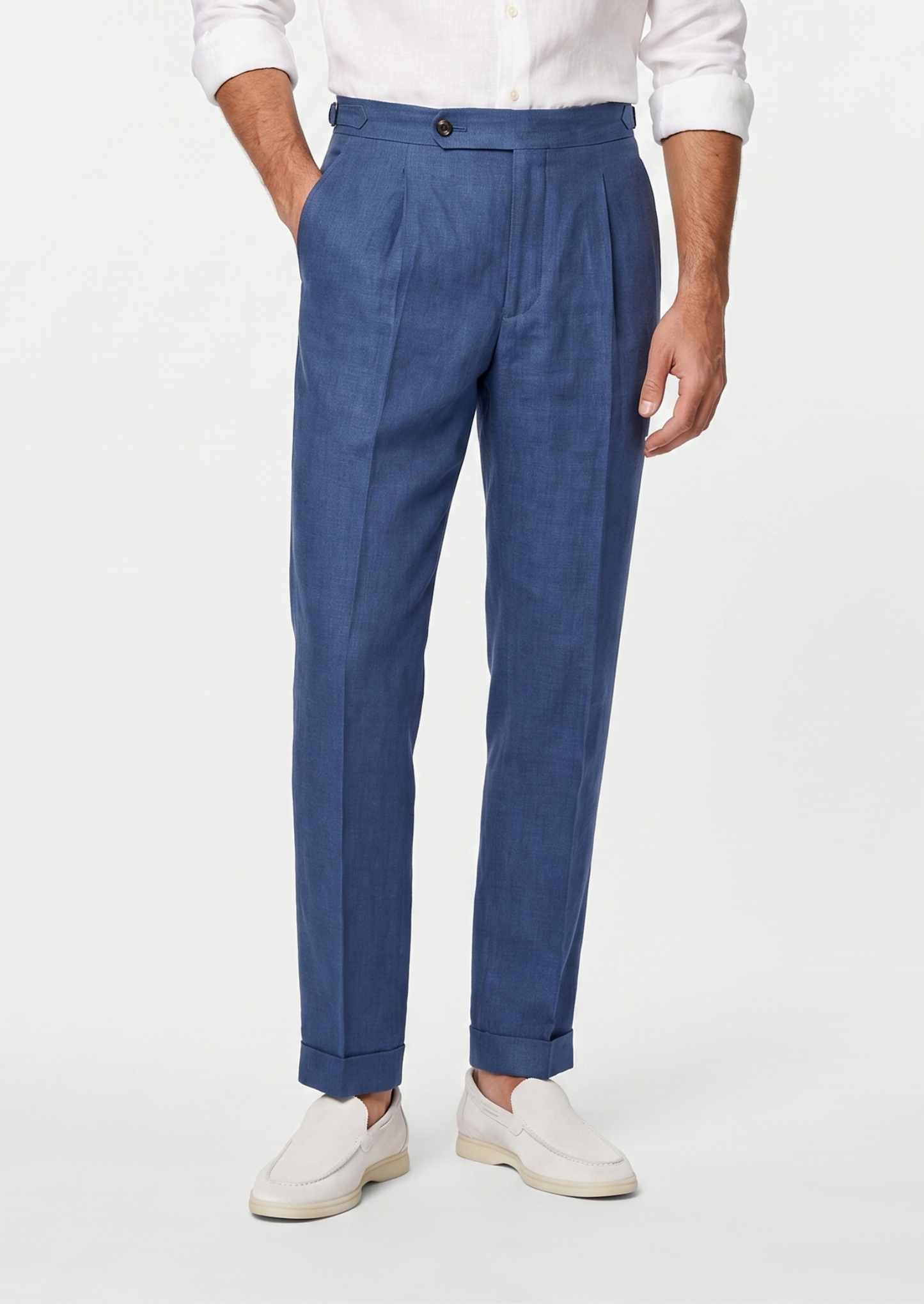Tuscany Pleated Coastal Trousers - Blue | Vallentty