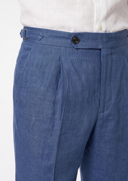 Tuscany Pleated Coastal Trousers - Blue | Vallentty