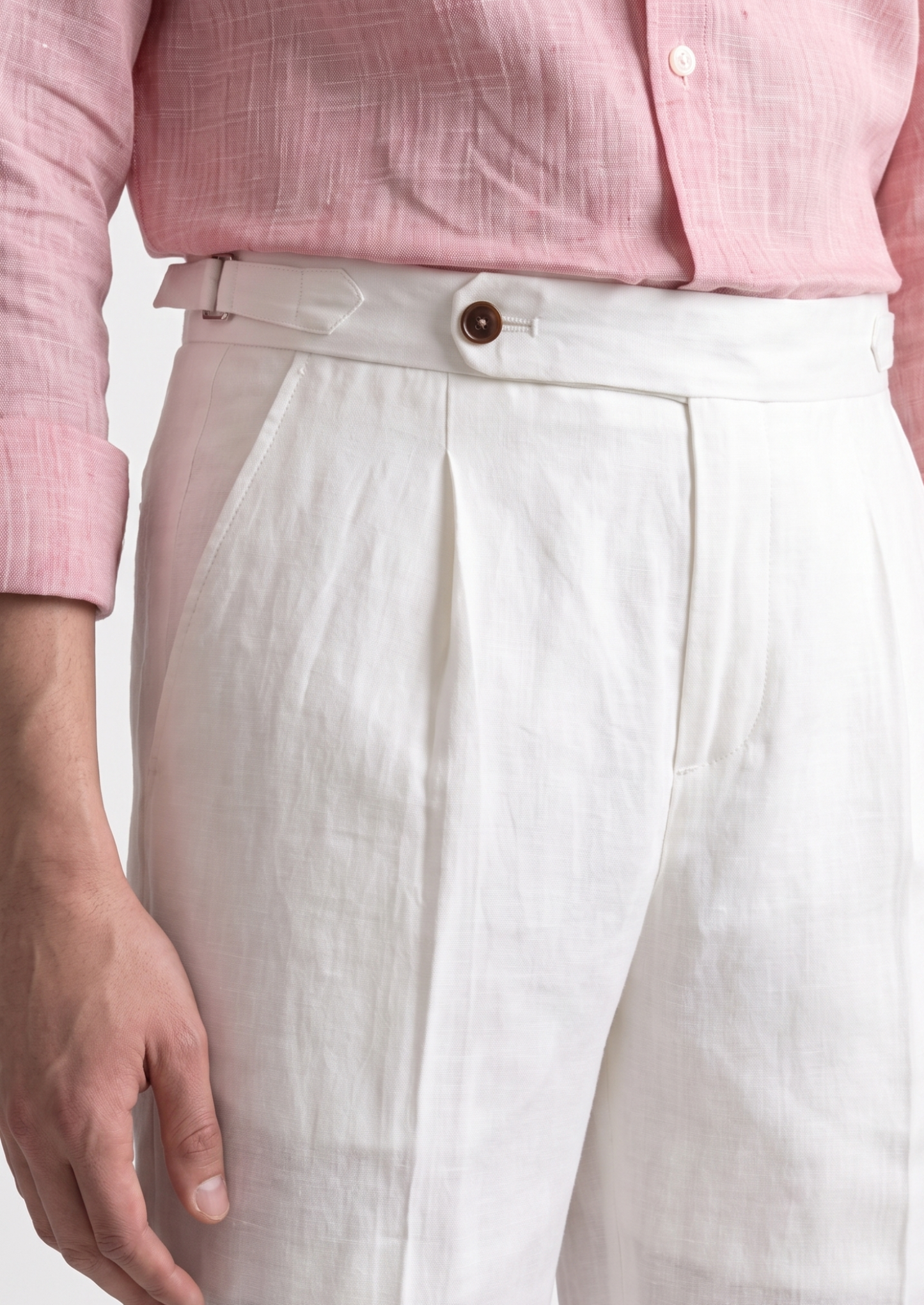 Tuscany Pleated Coastal Trousers - White | Vallentty