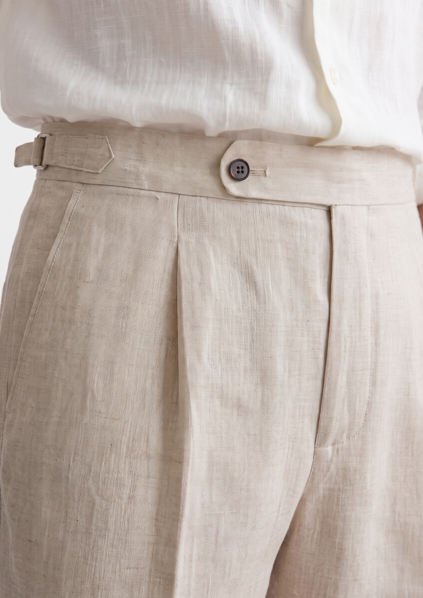 Tuscany Pleated Coastal Trousers - Ivory | Vallentty