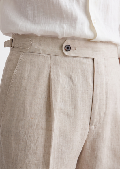 Tuscany Pleated Coastal Trousers - Ivory | Vallentty