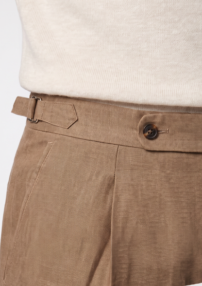 Tuscany Pleated Coastal Trousers - Caramel | Vallentty