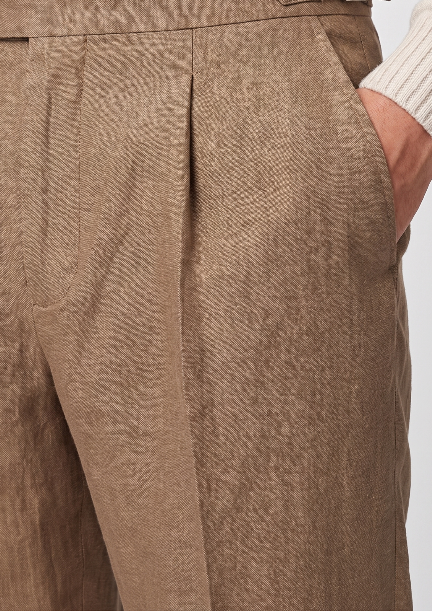 Tuscany Pleated Coastal Trousers - Caramel | Vallentty