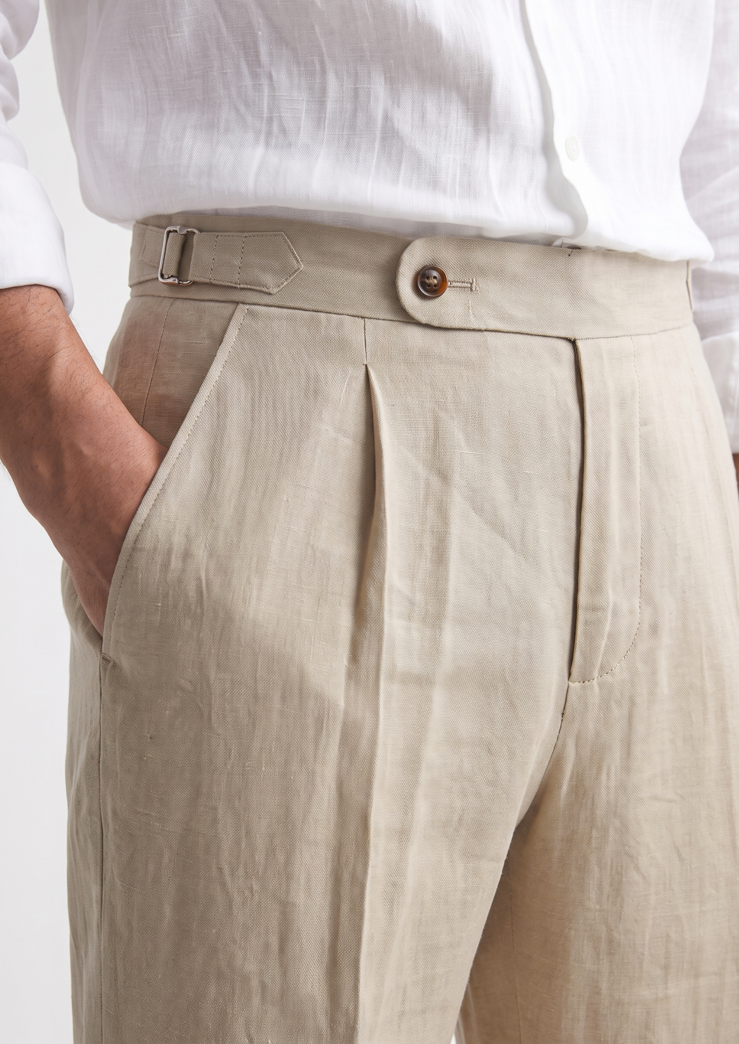 Tuscany Pleated Coastal Trousers - Sand | Vallentty