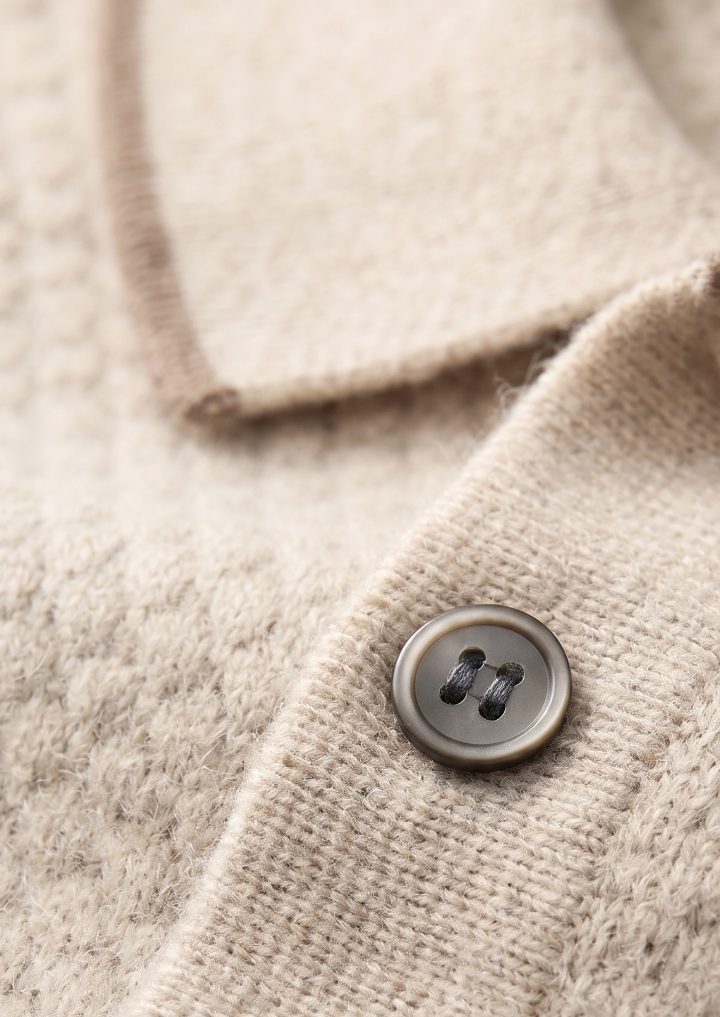 Premium Cashmere Ivory Two-Tone Polo | Vallentty