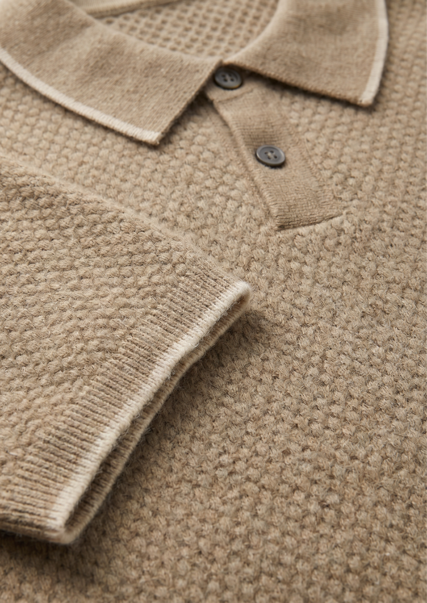 Premium Cashmere Beige Two-Tone Polo | Vallentty