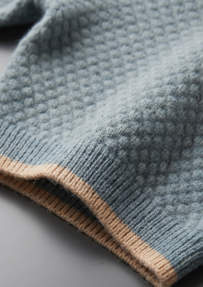 Premium Cashmere Sea Blue Two-Tone Polo | Vallentty