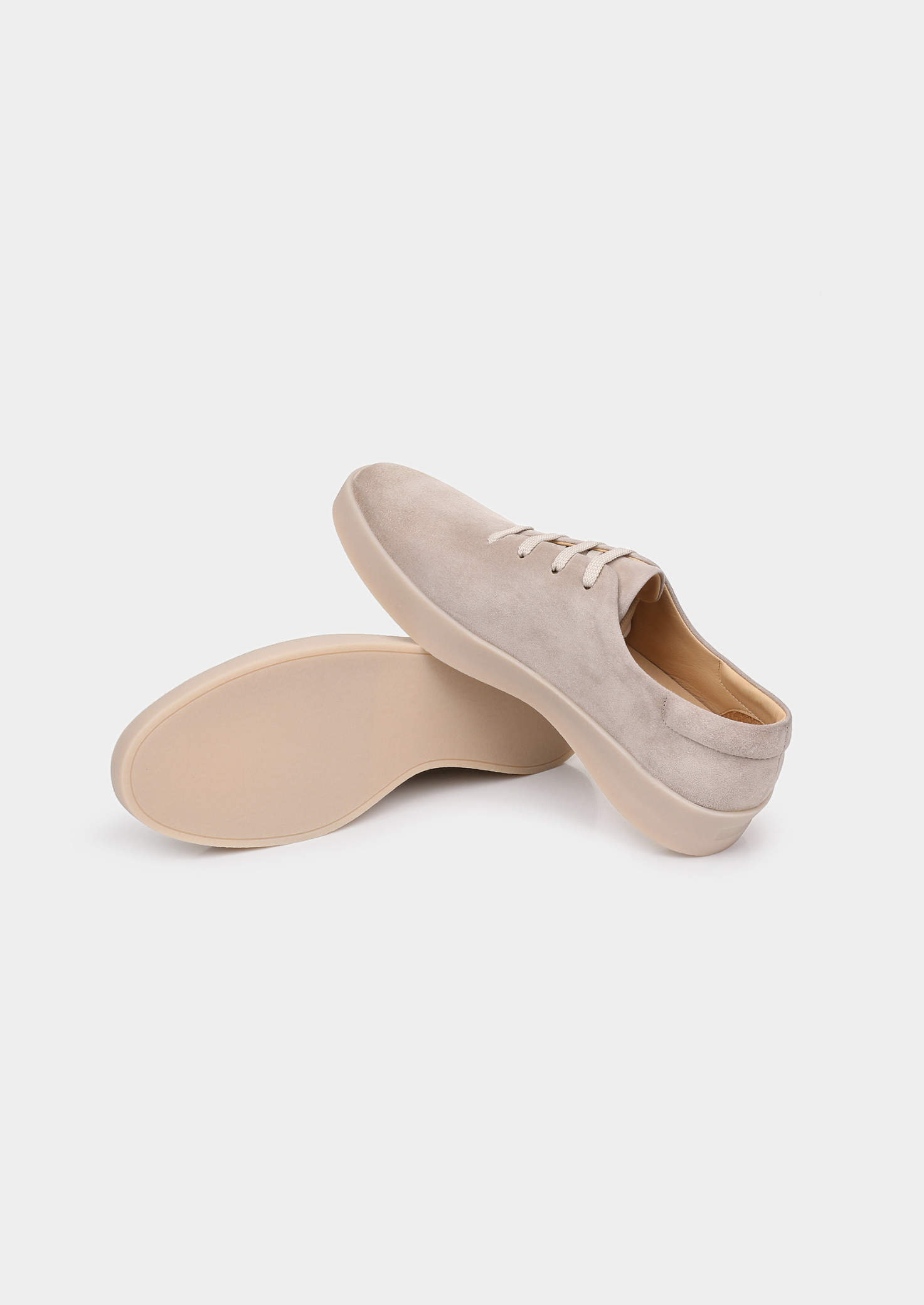 Light Gray Minimal Suede Sneakers | Vallentty