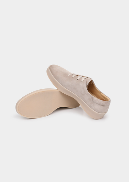 Light Gray Minimal Suede Sneakers | Vallentty