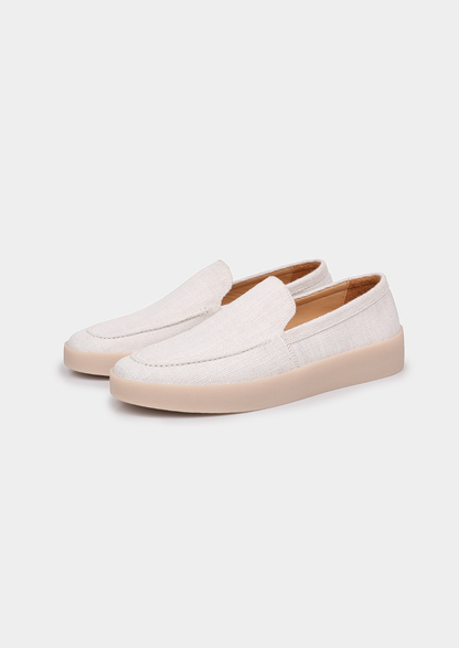 White Linen City Loafers | Vallentty