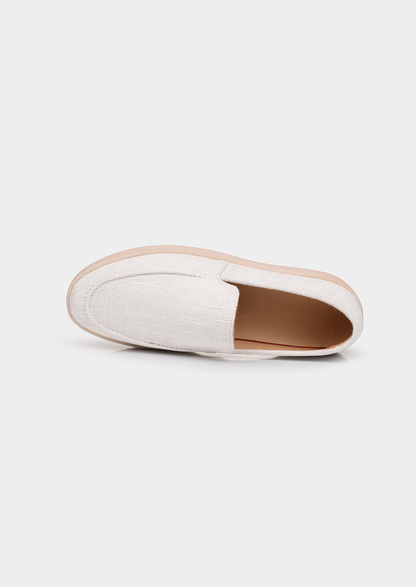 White Linen City Loafers | Vallentty