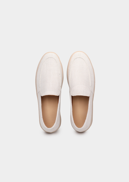 White Linen City Loafers | Vallentty