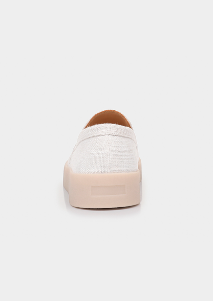 White Linen City Loafers | Vallentty
