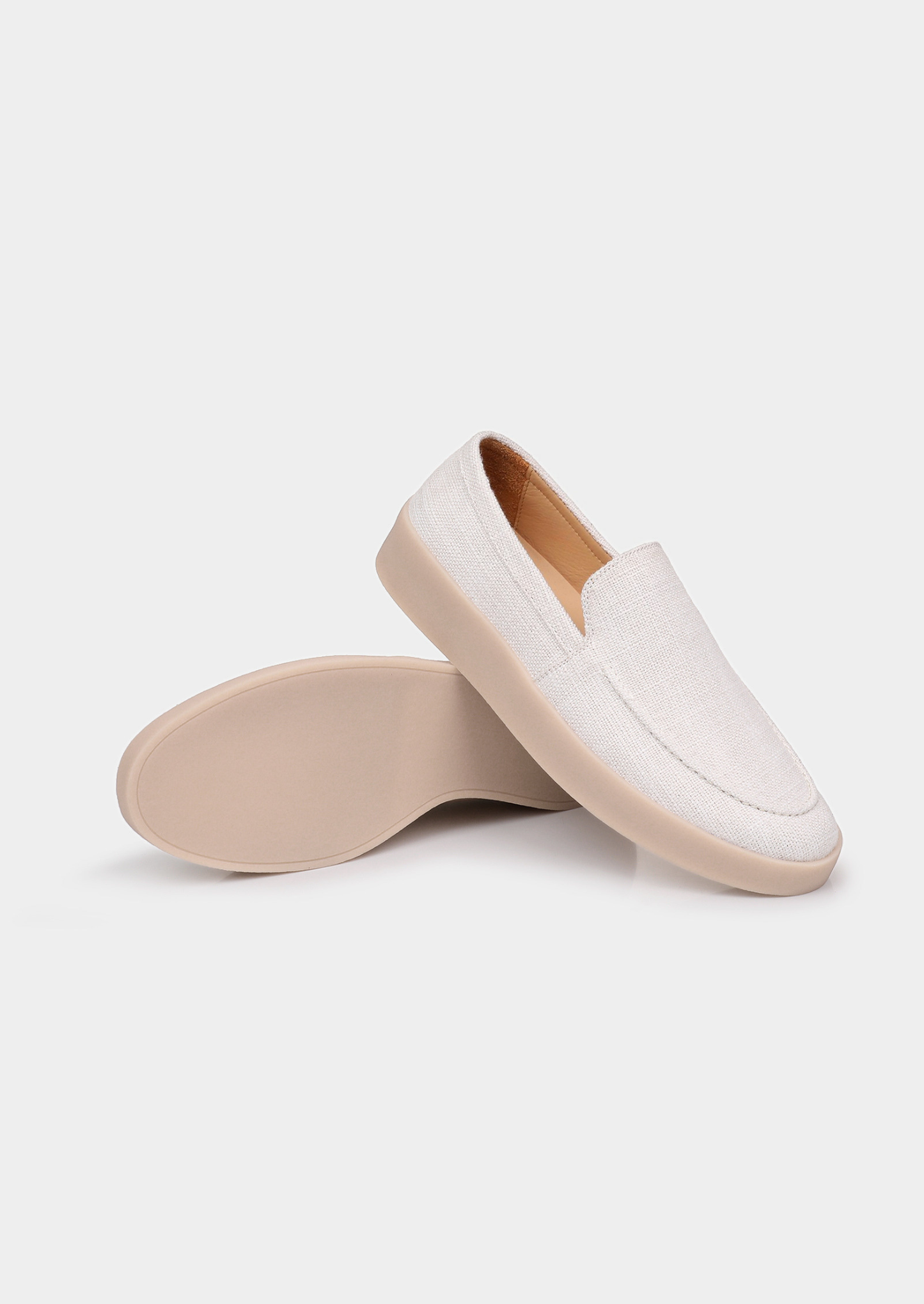 White Linen City Loafers | Vallentty
