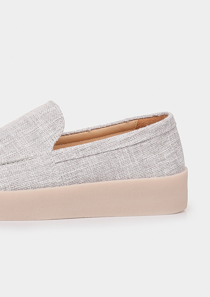 Gray Linen City Loafers | Vallentty