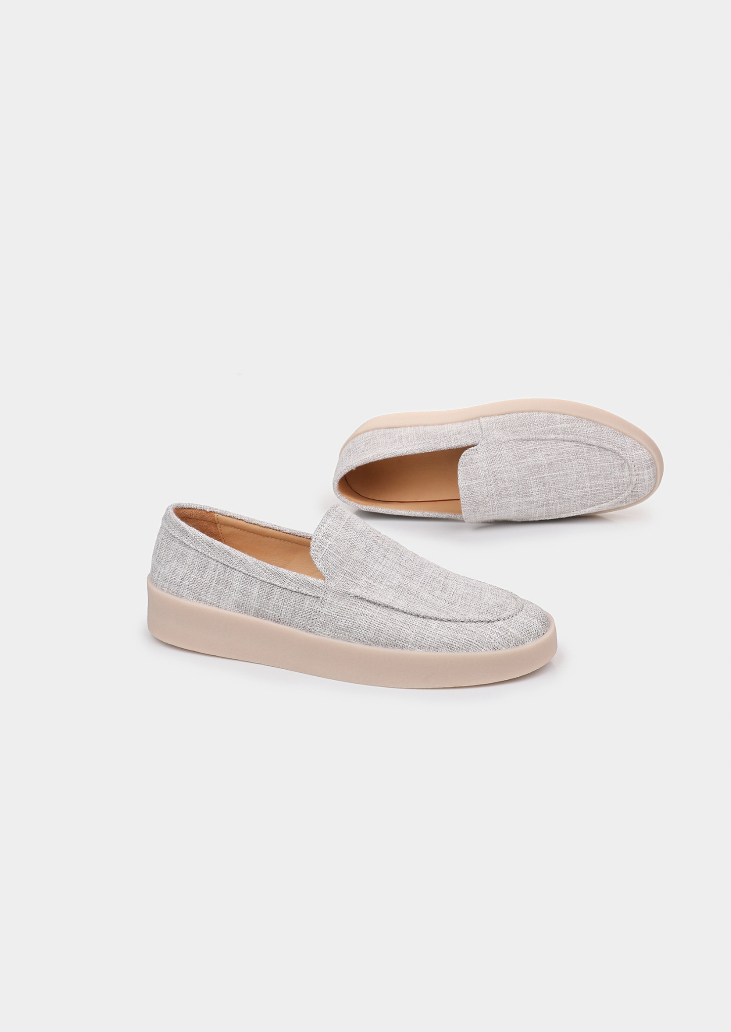 Gray Linen City Loafers | Vallentty