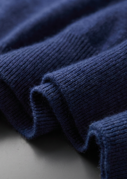 Premium Cashmere Classic Crewneck T-Shirt - Navy Blue | Vallentty