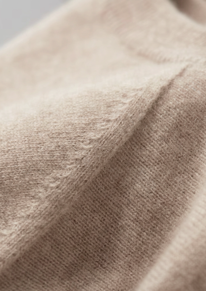 Premium Cashmere Classic Crewneck T-Shirt - Ivory Mocha | Vallentty
