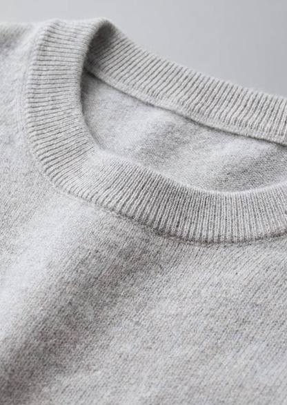 Premium Cashmere Classic Crewneck T-Shirt - Light Gray | Vallentty