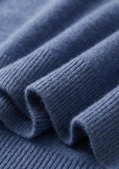 Premium Cashmere Classic Crewneck T-Shirt - Deep Atlantic | Vallentty
