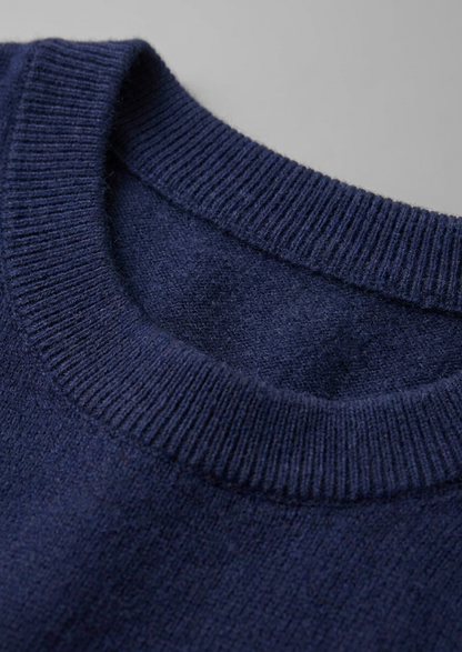 Premium Cashmere Classic Crewneck T-Shirt - Navy Blue | Vallentty