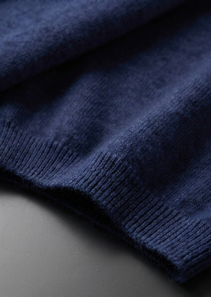 Premium Cashmere Classic Crewneck T-Shirt - Navy Blue | Vallentty