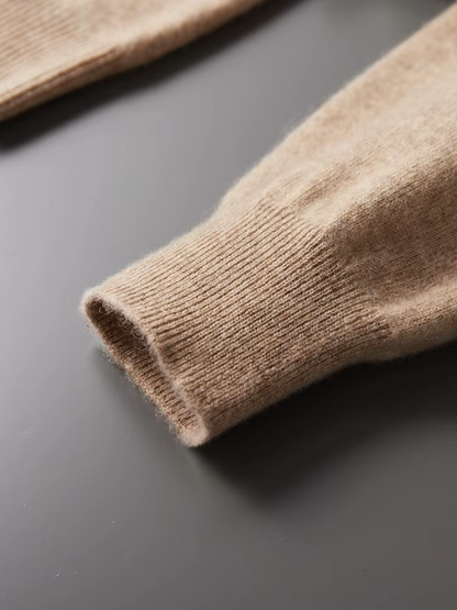 Pure Extra-Fine Merino Wool Beige Leisure Hoodie | Vallentty