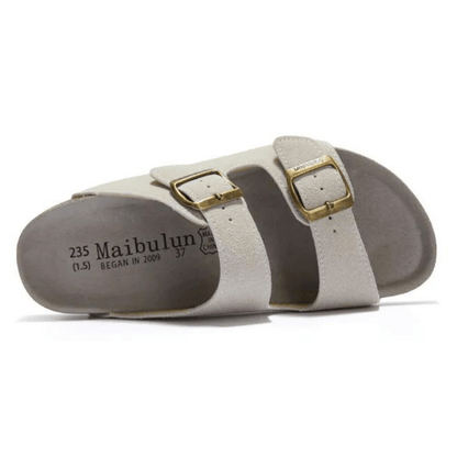 Maibulun Suede Arizona Sandals - Cream | Vallentty