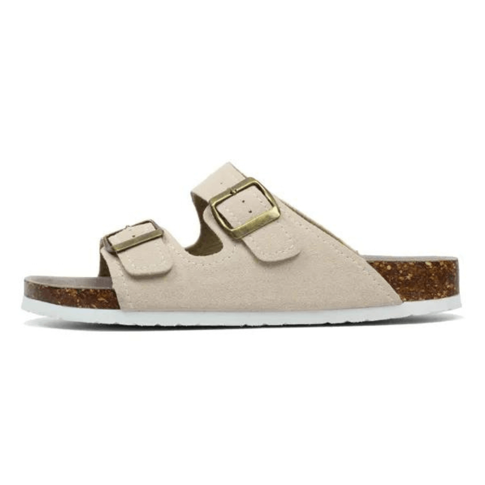 Maibulun Suede Arizona Sandals - Cream | Vallentty