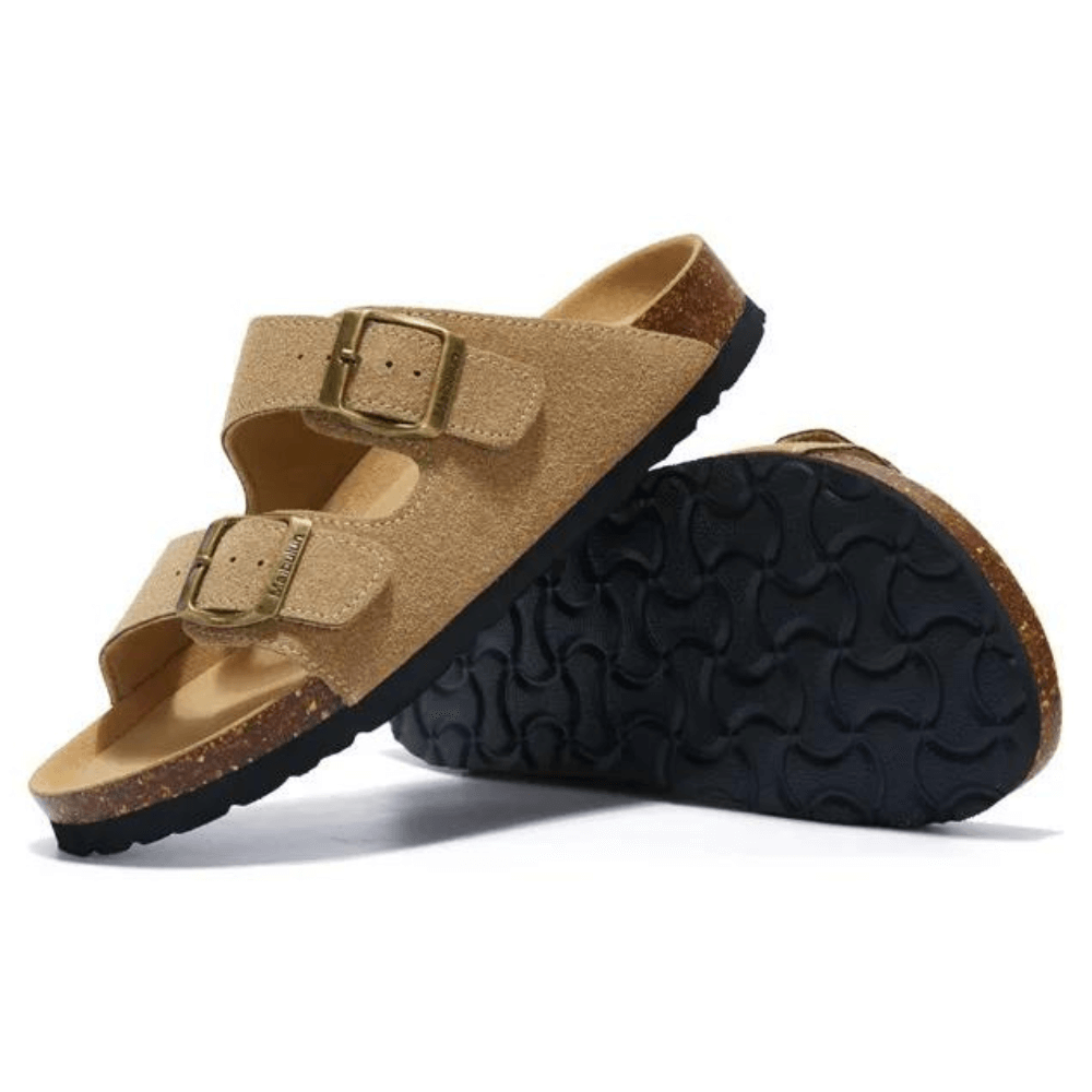 Maibulun Suede Arizona Sandals - Light Brown | Vallentty