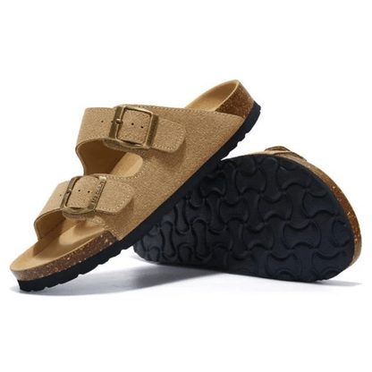 Maibulun Suede Arizona Sandals - Light Brown | Vallentty