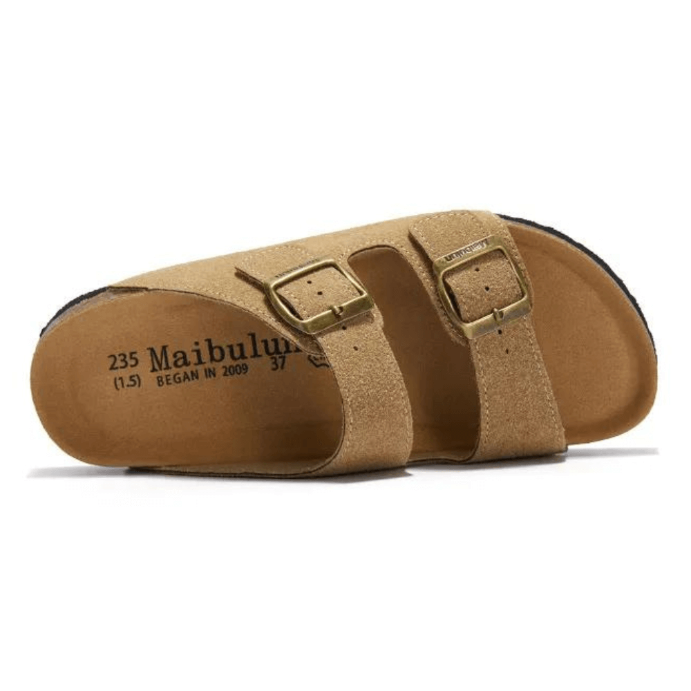 Maibulun Suede Arizona Sandals - Light Brown | Vallentty