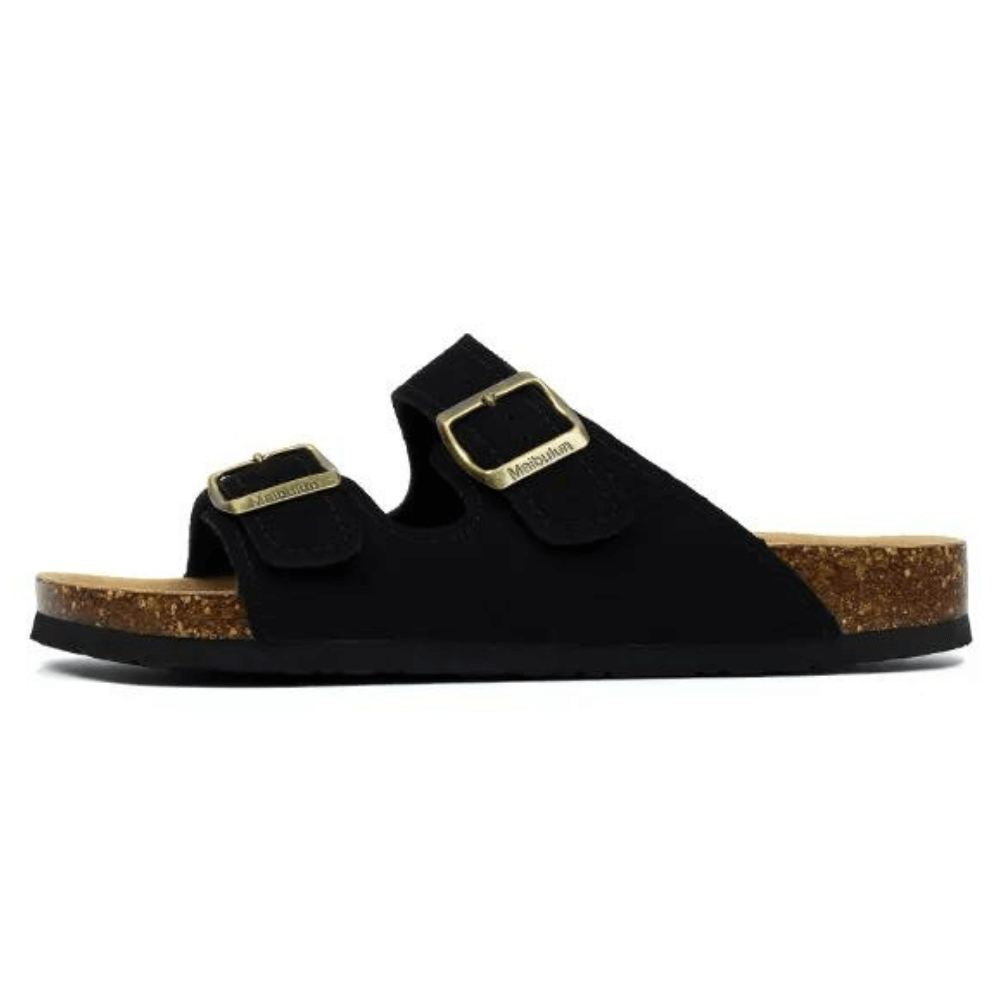 Maibulun Suede Arizona Sandals - Black | Vallentty