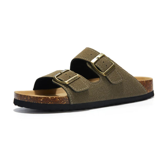 Maibulun Suede Arizona Sandals - Moss Green | Vallentty