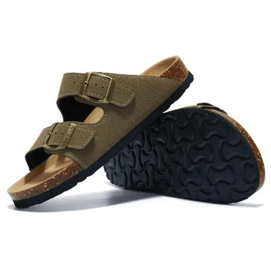 Maibulun Suede Arizona Sandals - Moss Green | Vallentty