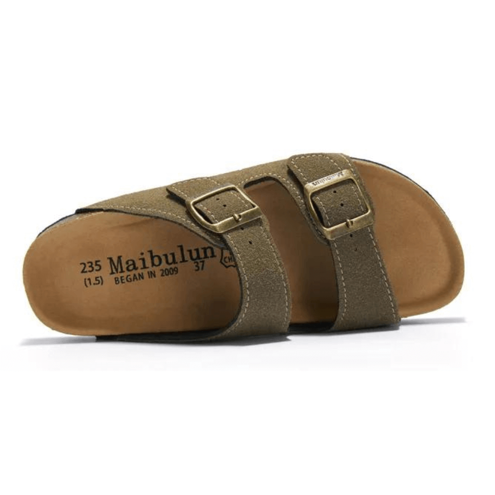Maibulun Suede Arizona Sandals - Moss Green | Vallentty