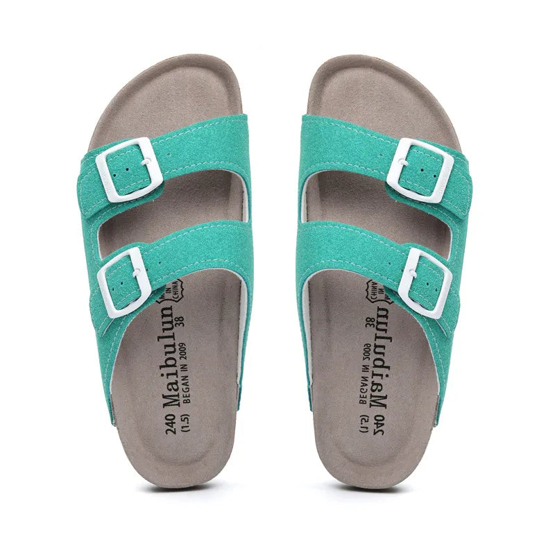 Maibulun Suede Arizona Sandals - Aqua | Vallentty