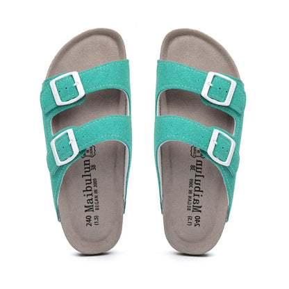 Maibulun Suede Arizona Sandals - Aqua | Vallentty