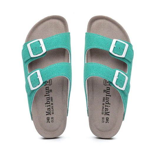 Maibulun Suede Arizona Sandals - Aqua | Vallentty