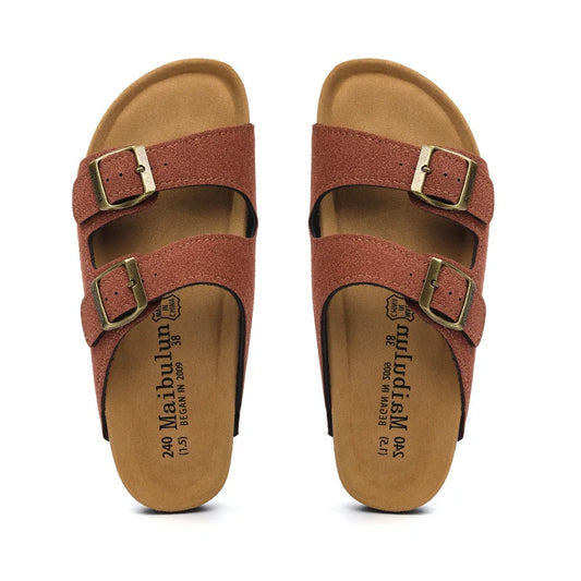 Maibulun Suede Arizona Sandals - Chestnut | Vallentty