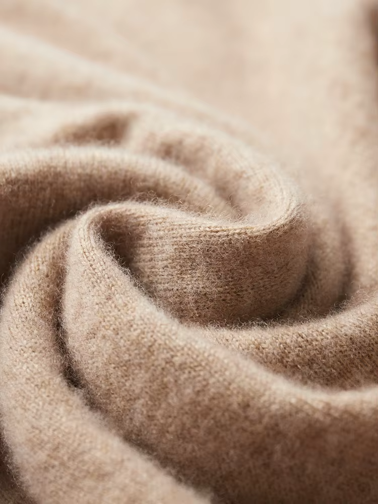 Pure Extra-Fine Merino Wool Beige Leisure Hoodie | Vallentty