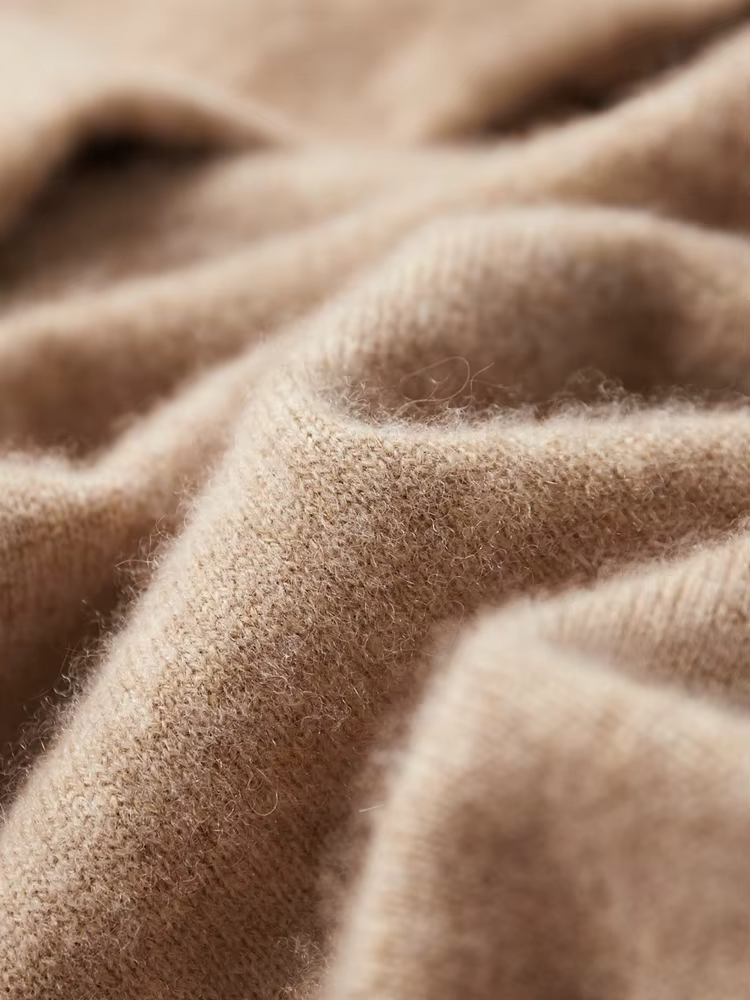 Pure Extra-Fine Merino Wool Beige Leisure Hoodie | Vallentty