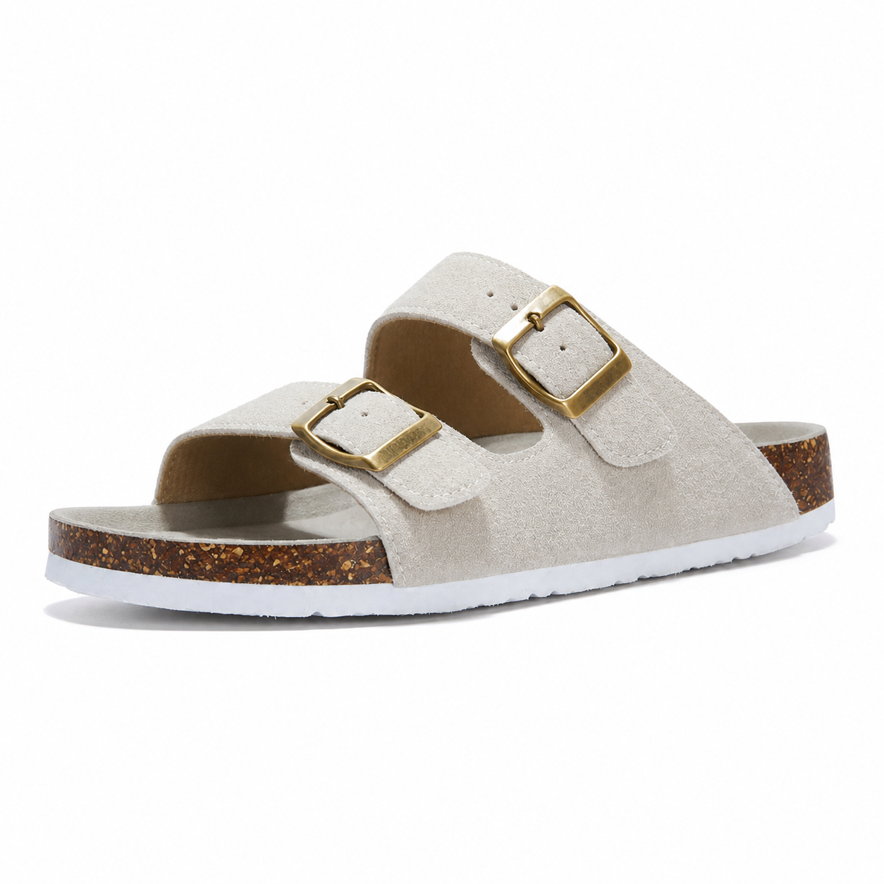 Maibulun Suede Arizona Sandals - Cream | Vallentty